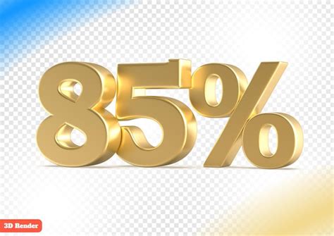 Premium Psd 85 Percent Gold Number 3d Rendering