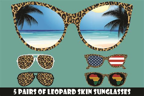 Set Of Leopard Skin Sunglasses Clipart Graphic By Sunandmoon Creative Fabrica