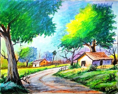 Landscape Easy Oil Pastel Drawing For Beginners Here Presented 43