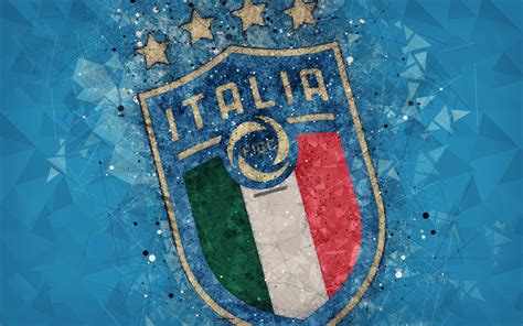 Download Wallpapers Italy National Football Team New Logo K Geometric Art Logo Blue