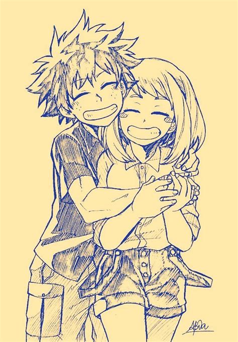 Ochako And Midoriya Hug Thetempleofochako Anime Hug My Hero Academia Manga Hero Academia