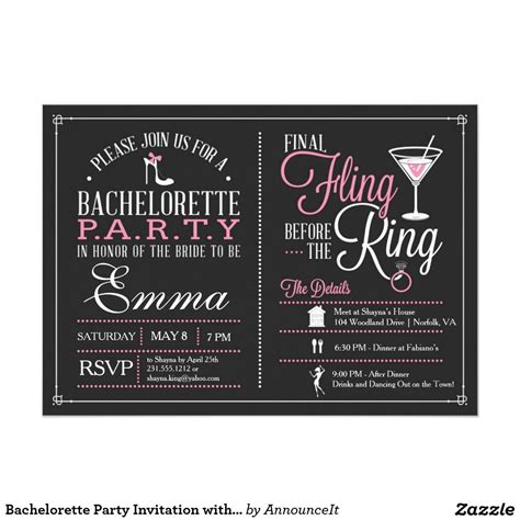 Bachelorette Party Invitation With Itinerary Zazzle Bachelorette Party Invitations