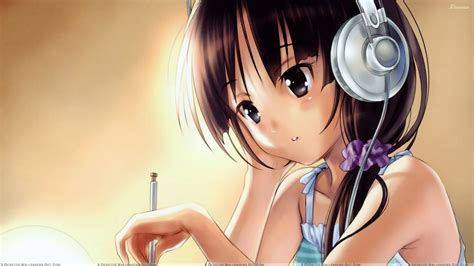 Beautiful Sad Anime Girl Listening Music While Reading