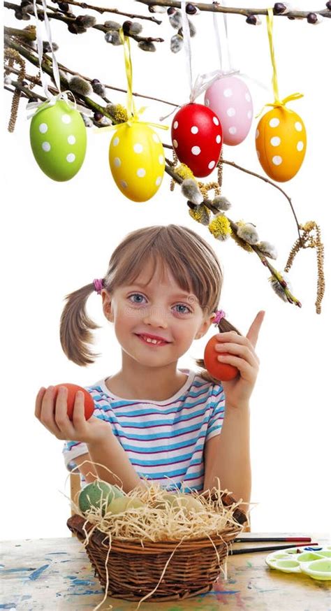 Girl Coloring Easter Eggs Stock Photo Image Of Face 49535834