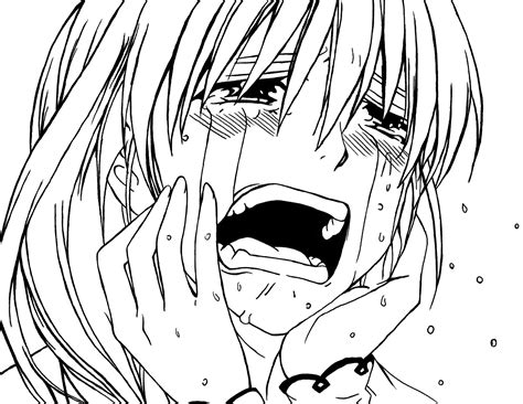 crying anime girl lineart