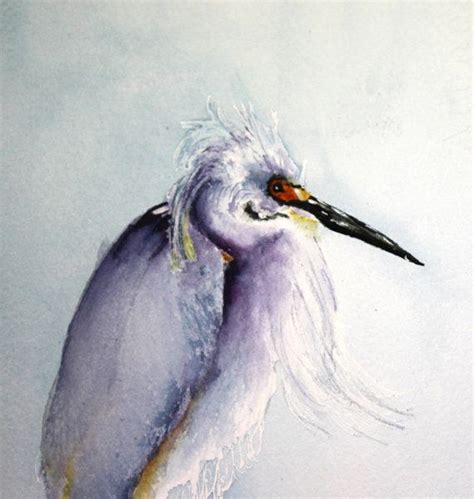 Original Watercolor Bird Painting Bird Art Snowy Egret Etsy Birds
