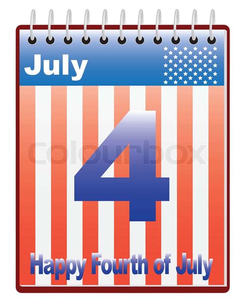 Calendar With Fourth Of July Date Vector Illustration Stock Vector