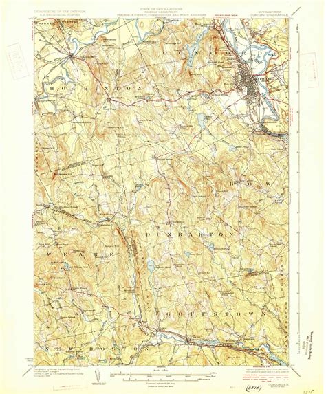 Concord New Hampshire 1927 Usgs Old Topo Map 15x15 Quad
