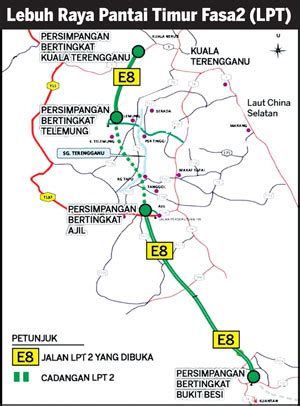 ''lebuhraya pantai timur'') (lpt) e8 is an expressway in malaysia. Lebuhraya Pantai Timur Fasa 2 - LPT2 siap 2014