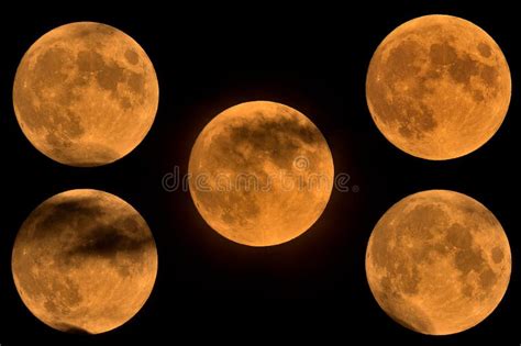 Full Orange Moon Movement Across The Sky Stock Photo Image Of