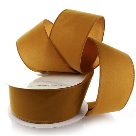 Ribbon Traditions 25 Wired Suede Velvet Ribbon Antique Gold 25