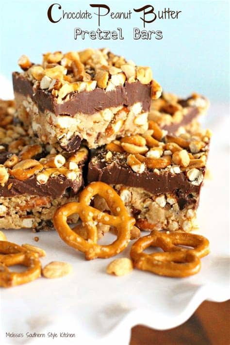 Biscuits, butter, chocolate, peanut butter and sugar. Chocolate Peanut Butter Pretzel Bars ...