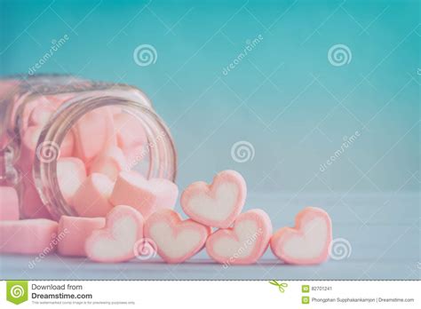 Pink Heart Shape Marshmallow For Love Theme And Valentine Background