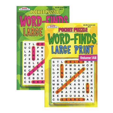 24 Pieces Kappa Pocket Puzzle Word Finds Large Print Digest Size
