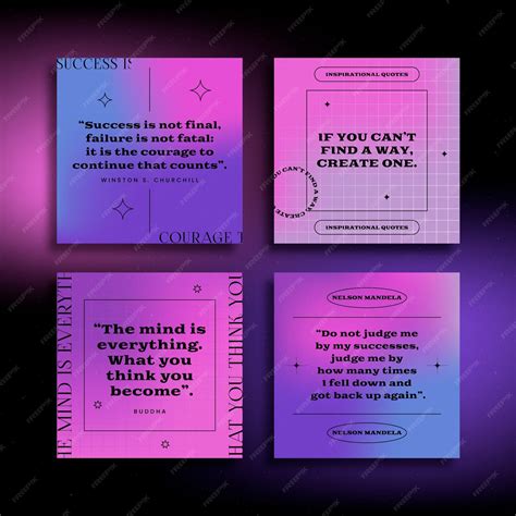 free vector gradient inspirational quotes instagram post collection