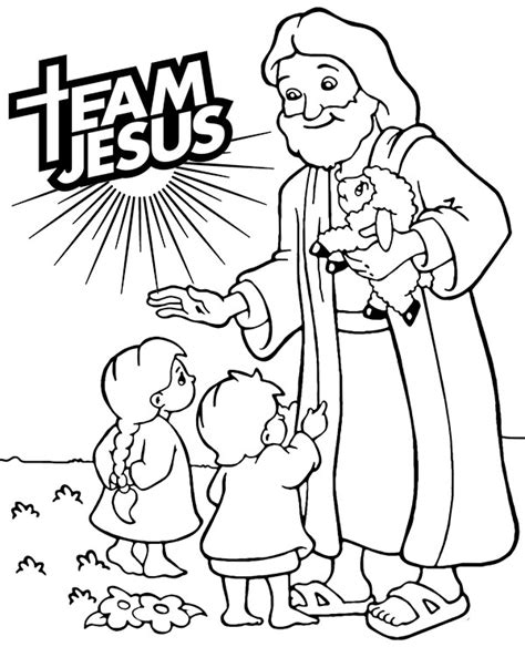 Jesus Christ With Children Coloring Page