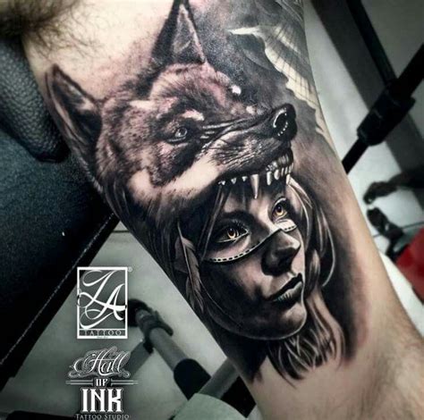 The design looks cool and worth trying out. Pin by Ken Harris on tattoo style | Wolf girl tattoos