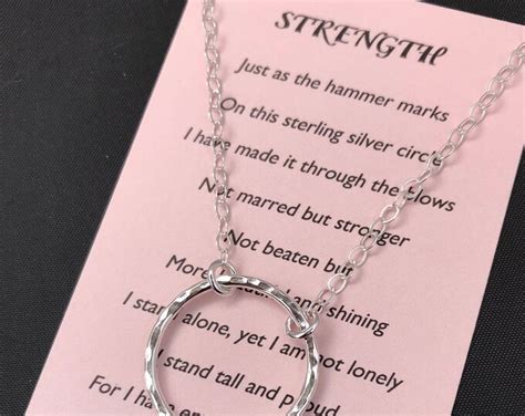 Strength Journey Necklace With Poem Sterling Silver Handmade Breast