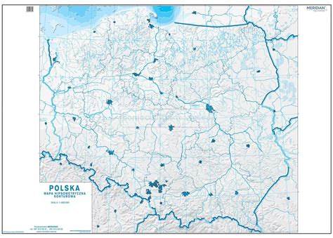 Mapa Konturowa Hipsometryczna Polski ćwiczeniowa Mapa ścienna