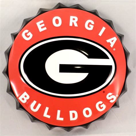 College Georgia Bulldogs G Bottle Top Metal Sign 19 Diameter Made In