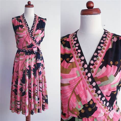 vintage pucci style dress from the 1960s faux wrap party etsy silk dress vintage pucci