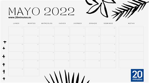 Calendario De Mayo 2022 Para Imprimir