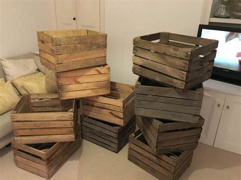 Mini folding plastic storage box collapsible plastic crate boxes home kitchen stackable organizer carrying case desktop decor. Boxes Vintage Farm Shop Style Wooden Slatted Crate Storage ...