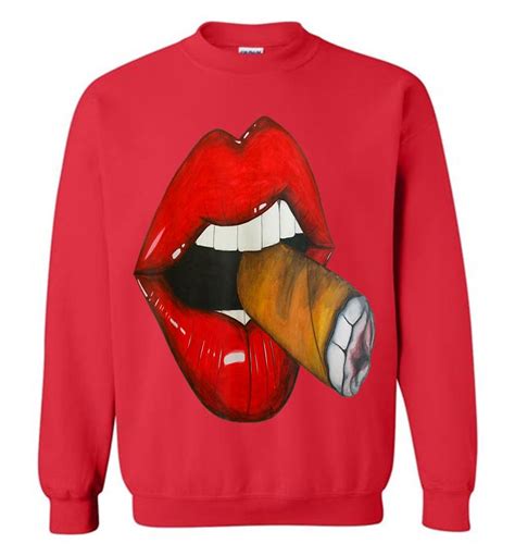 sexy smoke cuban cigar vixen red lips smoking sweatshirt inktee store