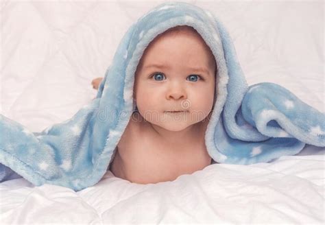 Blue Baby Blanket Stock Image Image Of Baby Comfortable 7381149