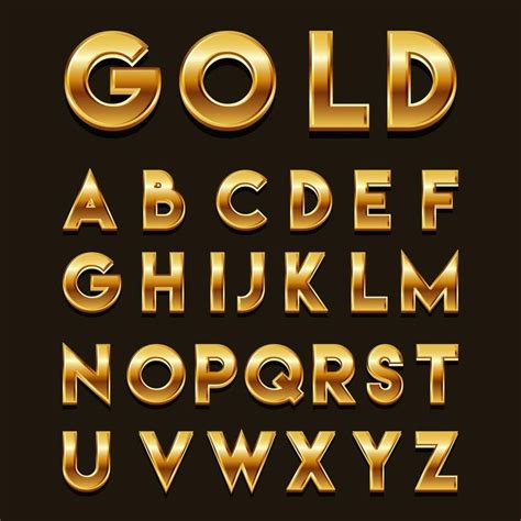 Golden 3d Fonts Vector Lettering 3d Font Typography Alphabet