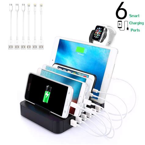 6 Port Usb Charging Station Dock Stand And Organizer Multi Port Charger