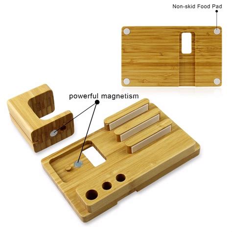 Szysgsd Real Bamboo Wood Desktop Stand For Ipad Tablet Bracket Docking