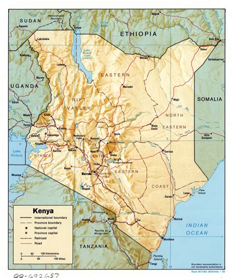 Republic of kenya independent country in east africa detailed profile, population and facts. Large detailed political and administrative map of Kenya with relief, roads, railroads and major ...