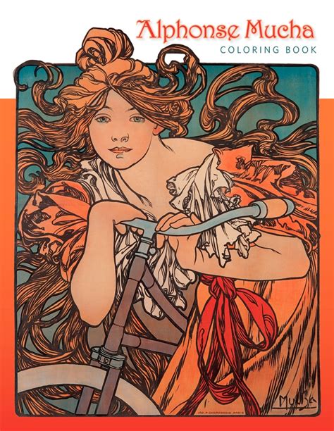 His signature style used twisting lines and subtle colors, flowing hair, halos and mosaic designs. Alphonse Mucha Coloring Book