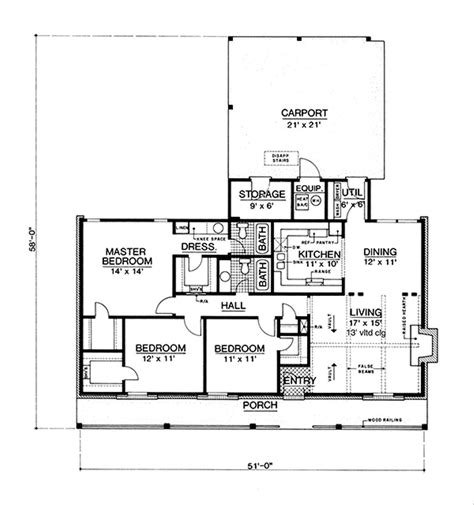 Country Style House Plan 3 Beds 2 Baths 1365 Sqft Plan 45 429