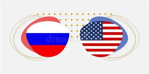 Russia And Usa Flags American And Russian National Symbols With