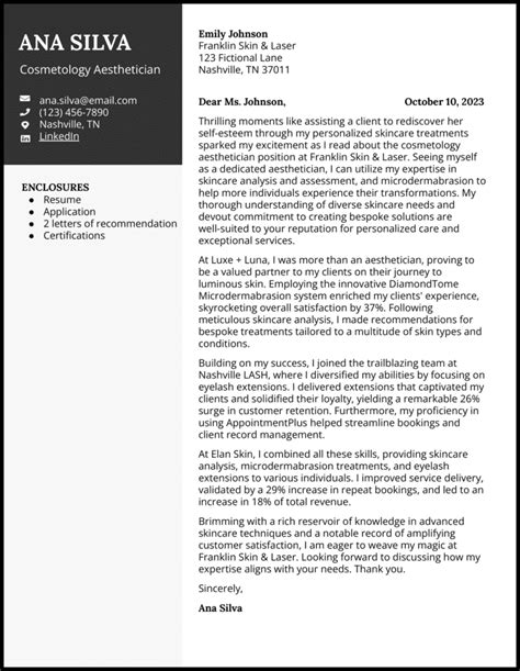 3 Cosmetology Cover Letter Examples Designed For 2024