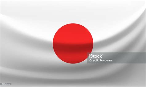 Waving National Flag Of Japan Vector Illustration Stock Illustration