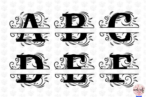 Floral Split Alphabet Monogram Svg EPS DXF PNG File