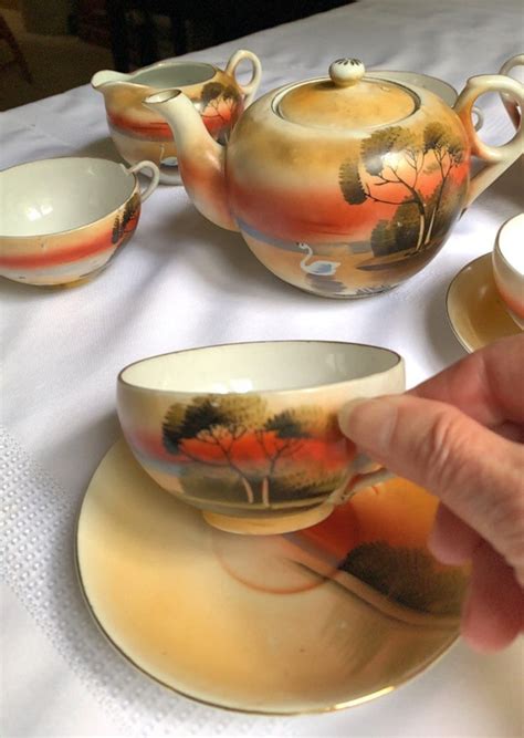 Vintage Hand Painted China Tea Set By Ucagco Made In Japan Etsy