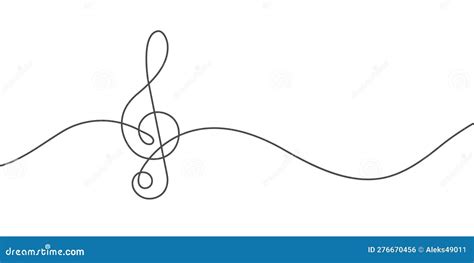 Musical Notes Treble Clefcontinuous Line Drawingvector Illustration
