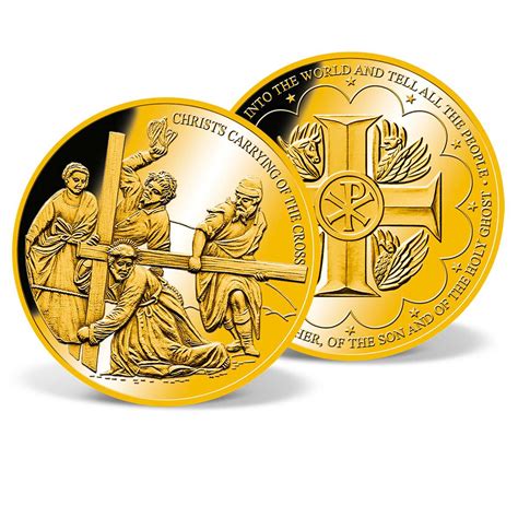 Christs Carrying Of The Cross Commemorative Coin Gold Layered Gold