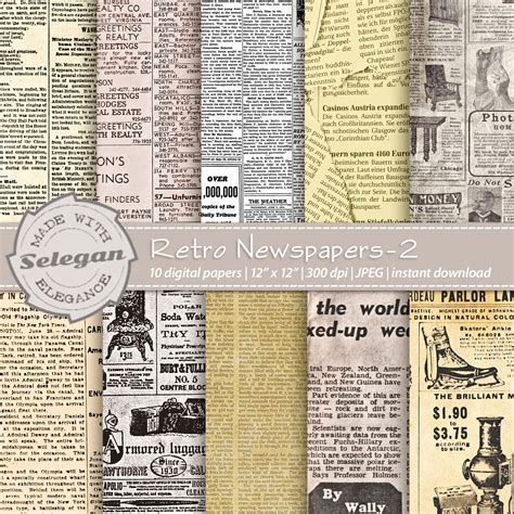 Retro Newspapers 2 Old Magazine Vintage Journal Digital Etsy
