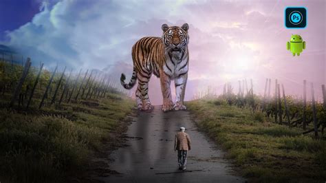 Old Man And Big Tiger Photo Manipulation With Photoshop Touch X Adobe