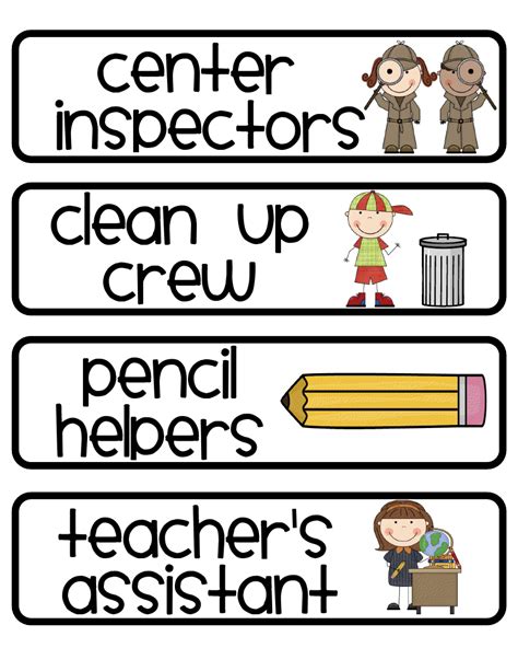Free Printable Job Chart For Preschool