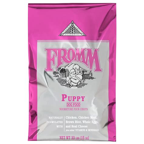 Fromm puppy gold is specially formulated with fresh chicken, duck, and chicken meal, and contains no wheat to help avoid possible allergic reactions. Fromm Classic Puppy 33 lb