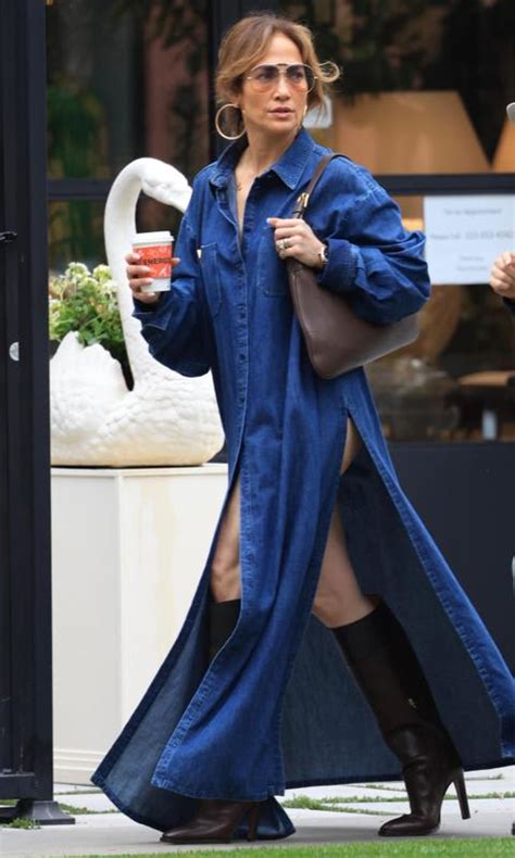 Jennifer Lopez Shows Off Her Street Style In Daring Denim Dress With