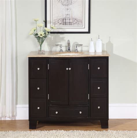 It has a rating of 4.0 with 148 reviews. 40 Inch Single Sink Espresso Bathroom Vanity with Travertine