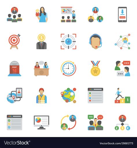Pack Of Project Management Flat Icons Royalty Free Vector
