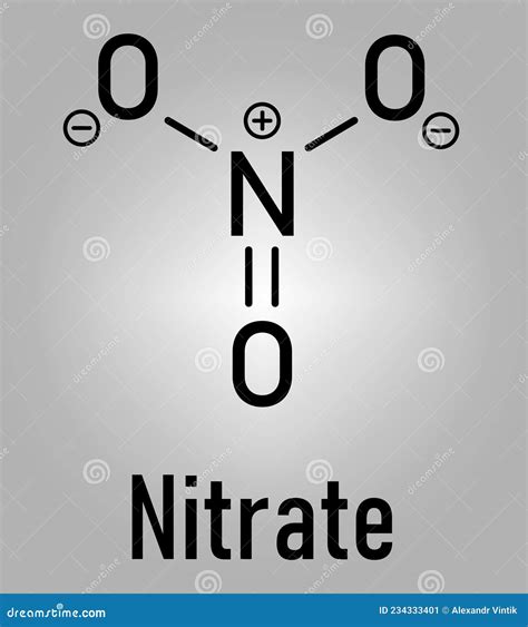 Estructura Química De Nitrato Aniónico Fórmula Esquelética Diseño Plano Ilustración Del Vector